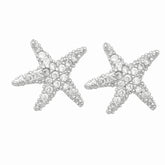 Silver Mini Cz Starfish Stud Earrings